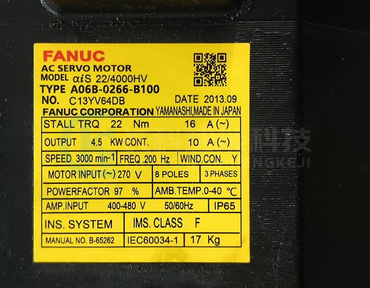 發(fā)那科伺服電機A06B-0266-B100 αis 22/4000HV 發(fā)那科伺服電機A06B-0266-B100 αis 22/4000HV